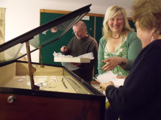 Looking at finds in Goram House Museum